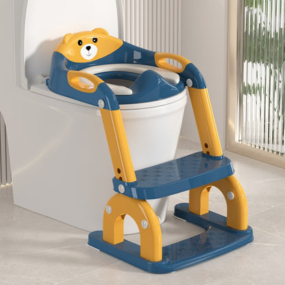 Kids Potty Training Ladder Seat with Steps Adjustable, Non-Slip Toilet Trainer for Toddlers