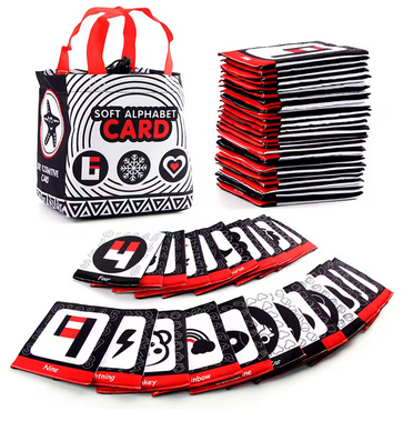 Baby Soft Alphabet Cloth Flashcards with Storage Bag – 26pcs Educational for Early Learning