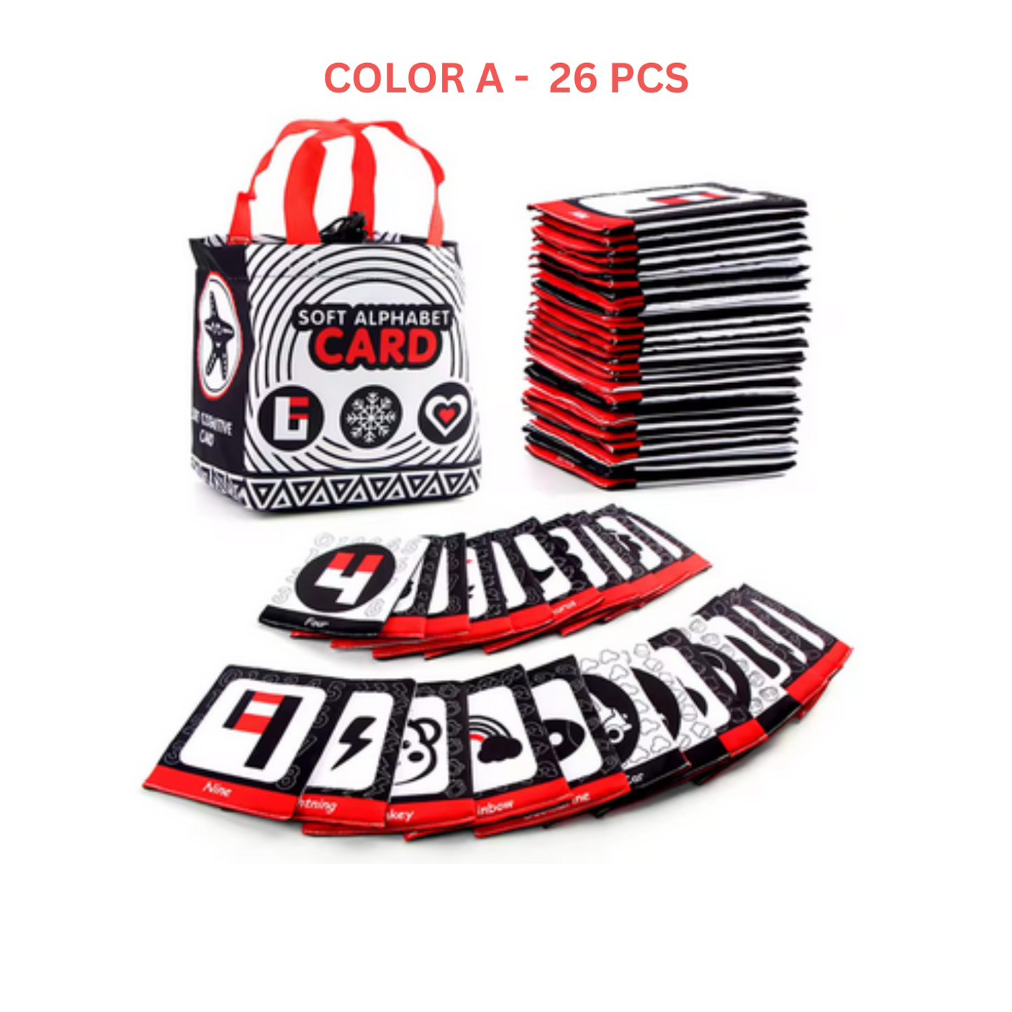 Baby Soft Alphabet Cloth Flashcards with Storage Bag – 26pcs Educational for Early Learning