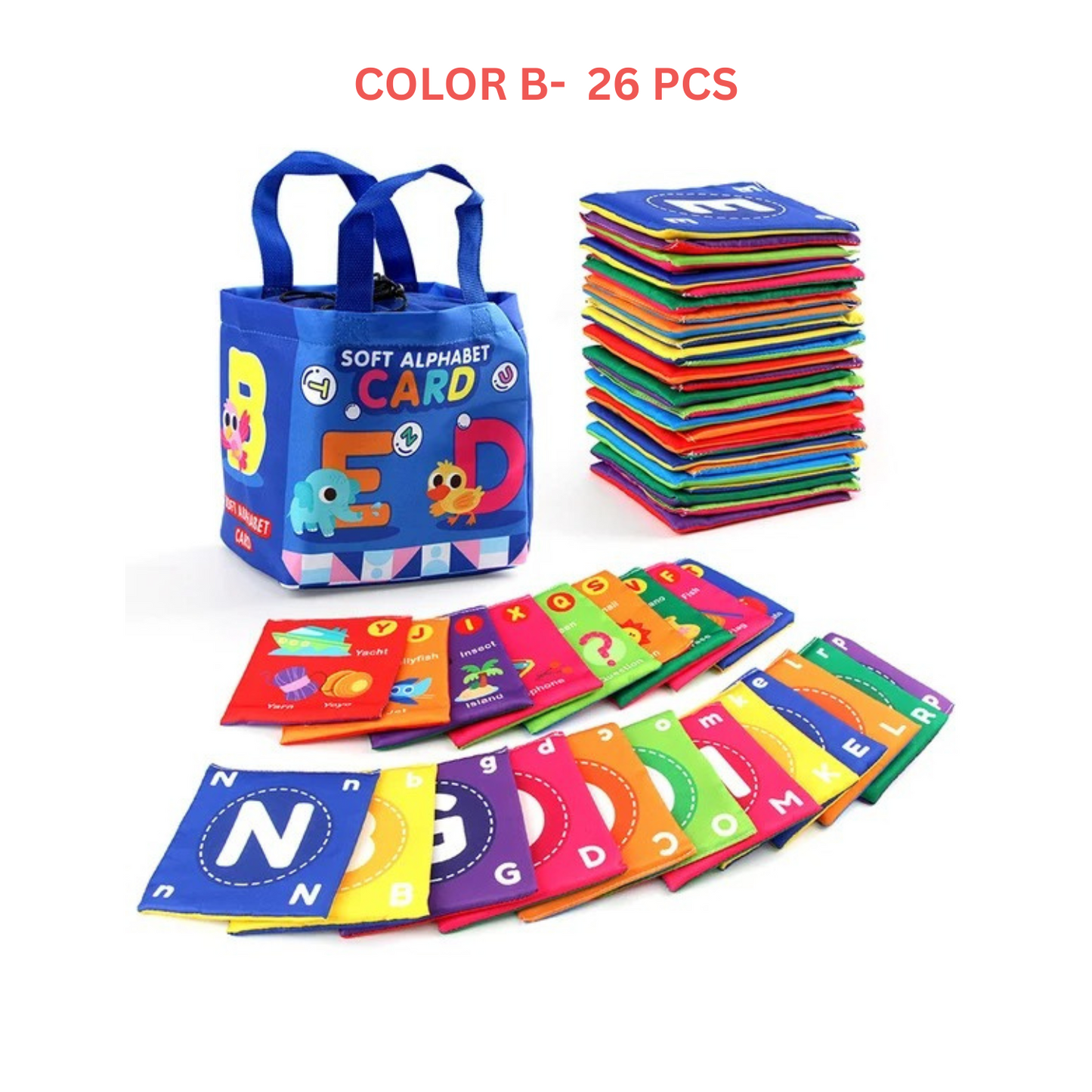 Baby Soft Alphabet Cloth Flashcards with Storage Bag – 26pcs Educational for Early Learning
